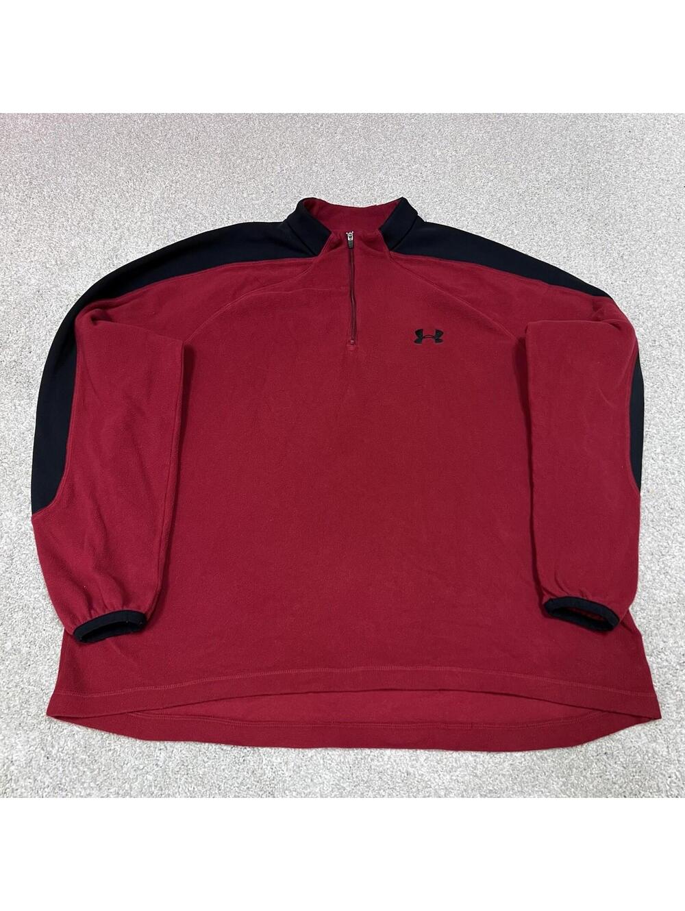 Under Armour Jacket Men’s Red Black Long Sleeve Pullover 1/4 Zip Size Medium